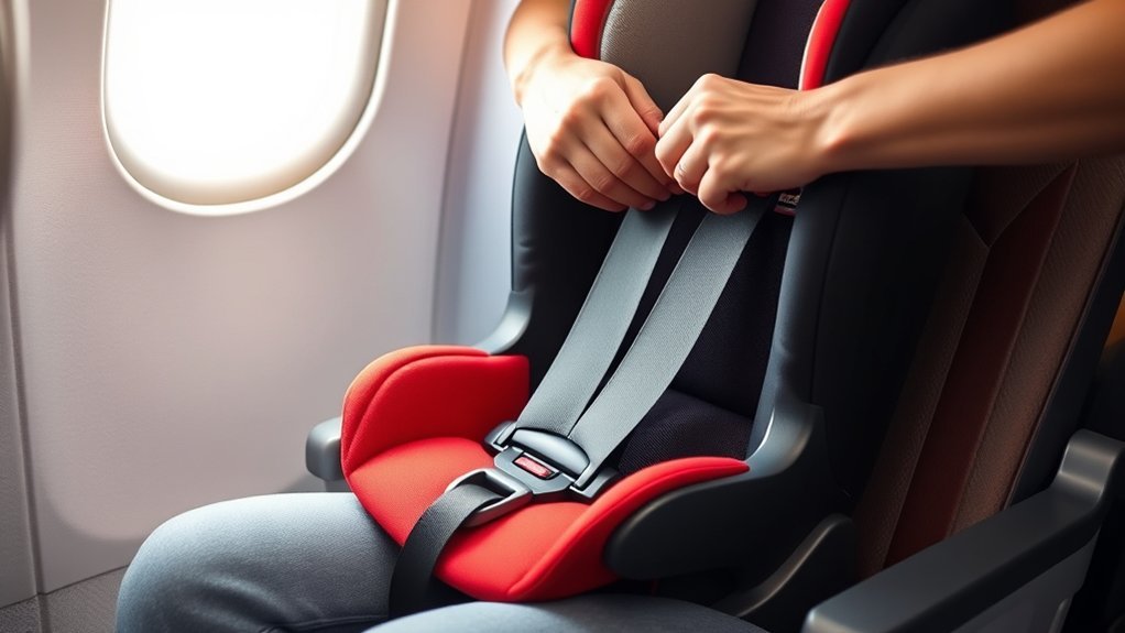 installing car seat on airplane passengers safety