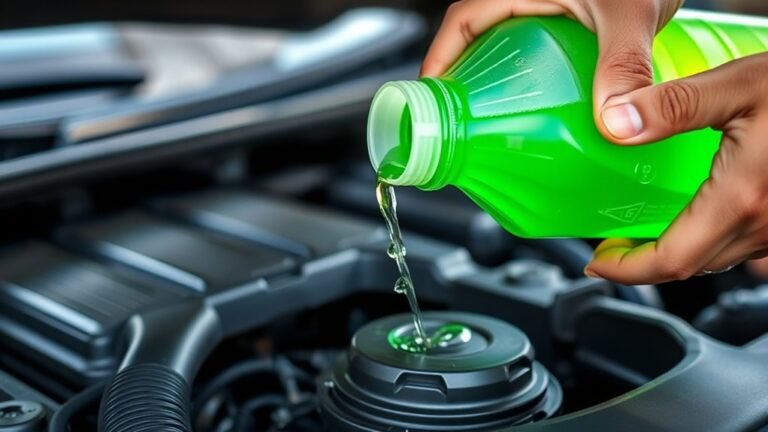 pour coolant into car reservoir